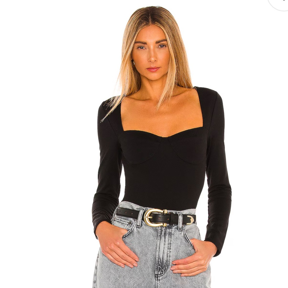 Long sleeve Black Superdown Bodysuit